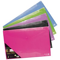 Stewart Superior Seco A4 Popper Wallets, Assorted, Pack of 5