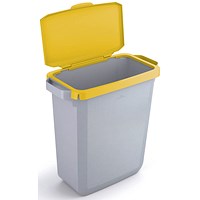 Durable Durabin Waste Bin, 60 Litre, Grey with Yellow Hinged Lid