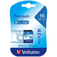 Verbatim Premium SDHC Media Memory Card, 16gb
