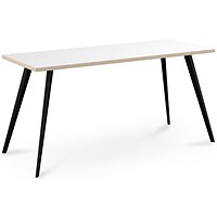 Air Workstation 1200mm Wide, White Ply Edge Top, Black Legs