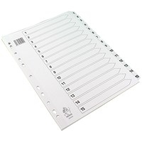 Everyday Reinforced Board Index Dividers, 1-15, Clear Tabs, A4, White