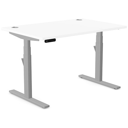 Leap Sit-Stand Desk with Portals, Silver Leg, 1200mm, White Top