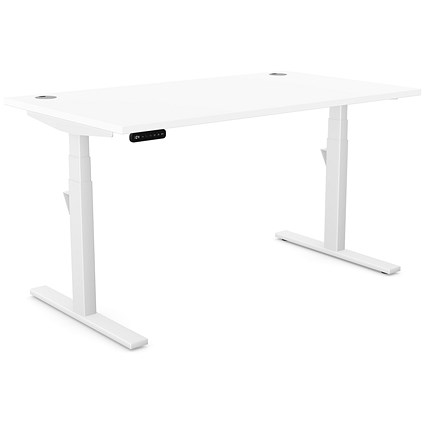 Leap Sit-Stand Desk with Portals, White Leg, 1400mm, White Top