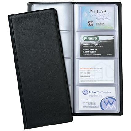 5 Star Classic Business Card Holder, 278x120mm, 64 Pockets for 128 Cards, Black