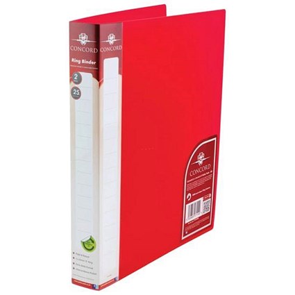 Concord Natural Ring Binder / A4 / 25mm Capacity / Red / Pack of 10