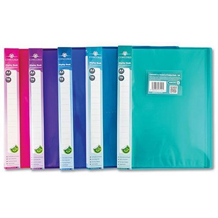 Concord Flexible Display Book / 16 Pockets / A4 / Assorted / Pack of 10