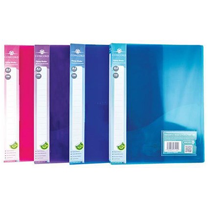 Concord A4 Clamp Binders / Polypropylene / 75 micron / 100 Sheet Capacity / Assorted / Pack of 10