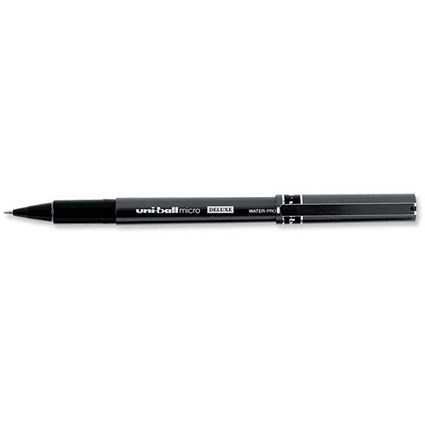 Uni-ball UB155 Micro Deluxe Rollerball Pen / Ultra Fine / 0.5mm Tip / 0.2mm Line / Black / Pack of 12