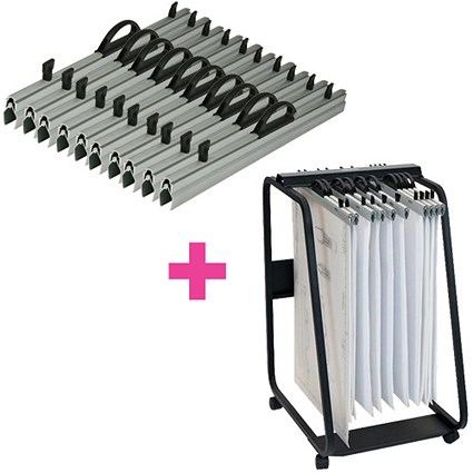 Arnos Hang-A-Plan Medium Front Load Trolley and 10 x A2 Binders