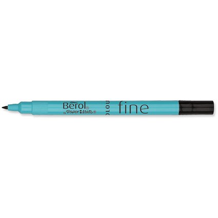 Berol Colour Fine Pen / Washable Ink / Black / Wallet of 12