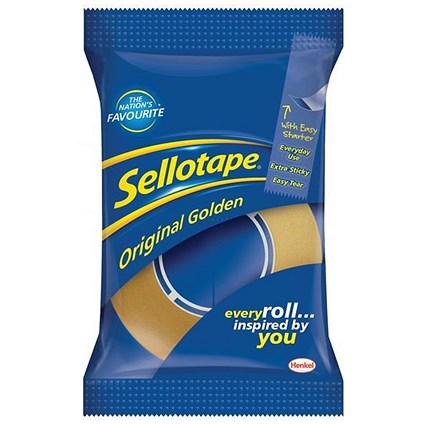 Sellotape Original Golden Tape Roll / Small / 18mmx33m / Pack of 120