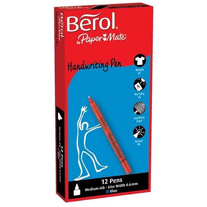 Berol Handwriting Pen Water-based Ink Plastic / Blue / Bulk Pack / Pack of 12 x 12