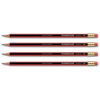 Staedtler 112 Tradition Pencil Cedar Wood with Eraser HB, Bulk Pack, Pack of 12 x 12