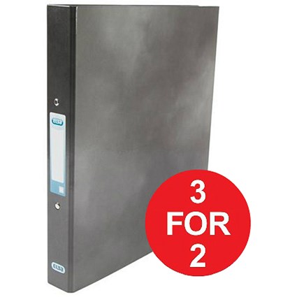 Elba Ring Binder / Laminated Gloss Finish / 2 O-Ring / 25mm Capacity / A4 / Black - 3 for the Price of 2