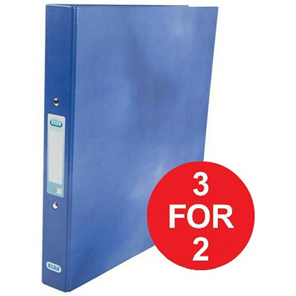 Elba Ring Binder / Laminated Gloss Finish / 2 O-Ring / 25mm Capacity / A4 / Blue - 3 for the Price of 2
