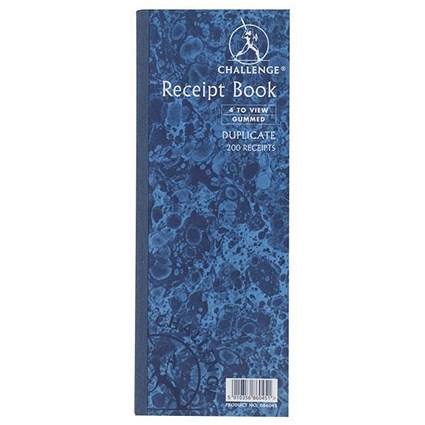 Challenge Receipt Book Gummed Carbon 200 Receipts / Pack of 10 / Offer Includes a FREE Cash Box