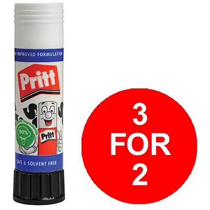 Pritt Stick Glue Solid Washable Non-toxic Medium 20g / Pack of 6 / 3 Packs for the Price of 2