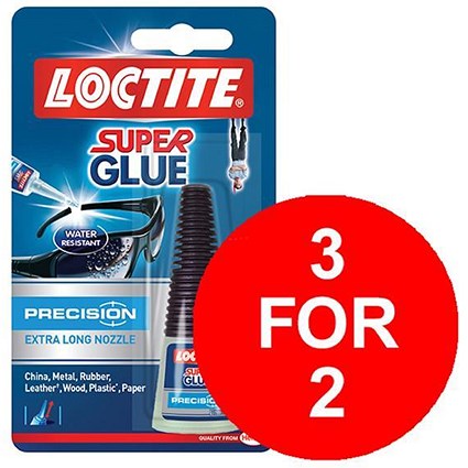 Loctite Super Glue Precision Bottle with Extra-long Nozzle 5g / 3 Packs for the Price of 2