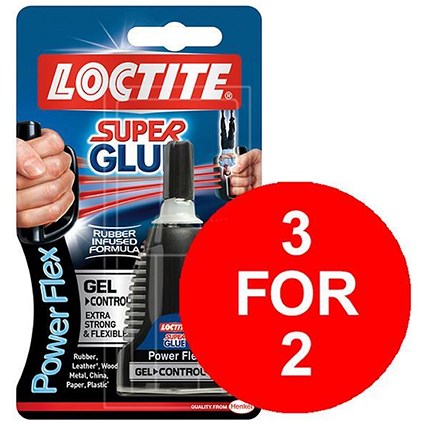 Loctite Super Glue Power Flex Gel Control 3g / 3 Packs for the Price of 2