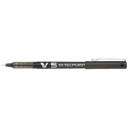 Pilot V5 Rollerball Pen Needle Tip 0.5mm Line 0.3mm Black / Pack of 12 / Offer Includes FREE Biscuits