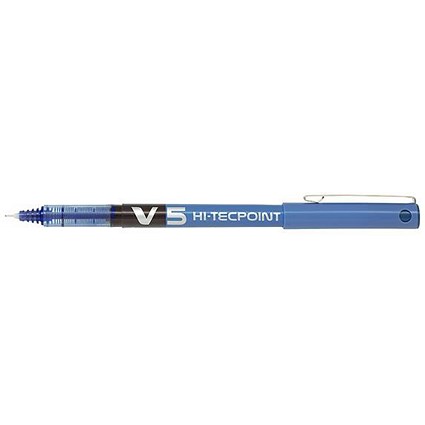 Pilot V5 Rollerball Pen Needle Tip 0.5mm Line 0.3mm Blue / Pack of 12 / Offer Includes FREE Biscuits