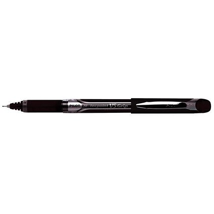 Pilot V5 Rollerball Pen Rubber Grip 0.3mm Line Black / Pack of 12 / Offer Includes FREE Biscuits