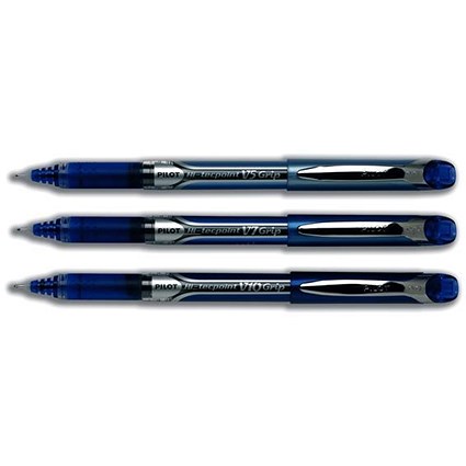 Pilot V5 Rollerball Pen Rubber Grip 0.3mm Line Blue / Pack of 12 / Offer Includes FREE Biscuits