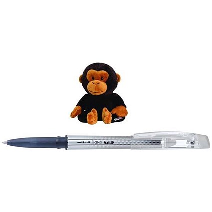 Uni-ball TSI Erasable Rollerball Black / Pack of 12 / Offer Includes FREE Monkey toy
