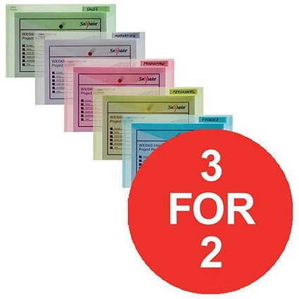 Snopake Polyfile Classic Wallet File Foolscap Assorted / Pack of 5 / 3 Packs for the Price of 2