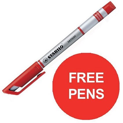 Stabilo Point 189 Fineliner Pen 0.3mm Line Red / Pack of 10 / Offer Includes FREE Assorted Pens