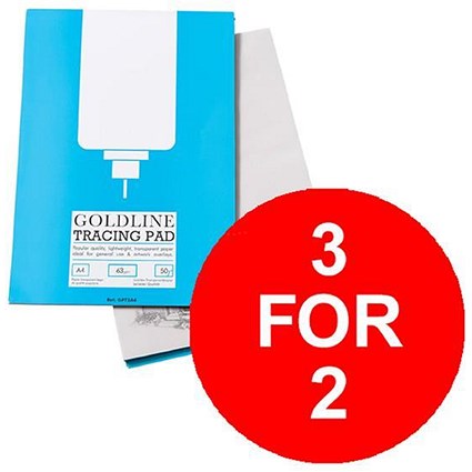 Goldline Popular Tracing Pad 63gsm 50 Sheets A4 / Pack of 5 / 3 for the Price of 2