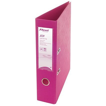Rexel JOY Lever Arch File 75mm Spine A4 Pink / Pack of 6 / Offer Includes FREE Document Pockets