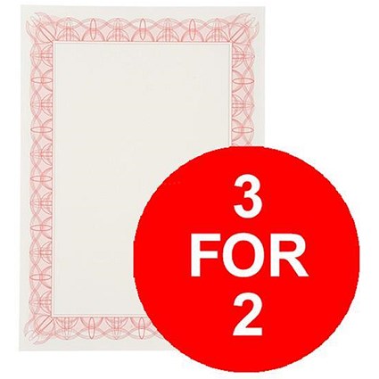 Certificate Papers with Foil Seals 90gsm A4 Reflex Red / Pack of 30 / 3 Packs for the Price of 2