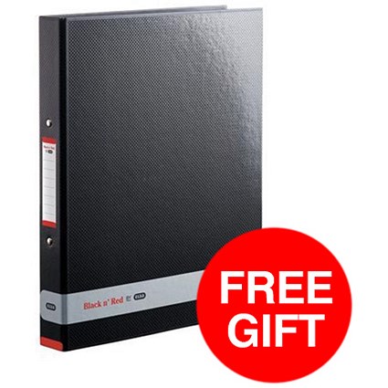 Black n' Red by Elba Ring Binder x 4 / 40mm Spine / 25mm Capacity / A4 / Offer Includes FREE Notebook