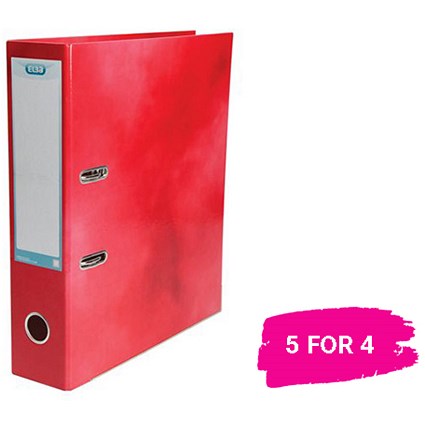 Elba A4 Lever Arch File / Laminated Gloss Finish / 70mm Spine / Red / Buy 4 Get 1 Free