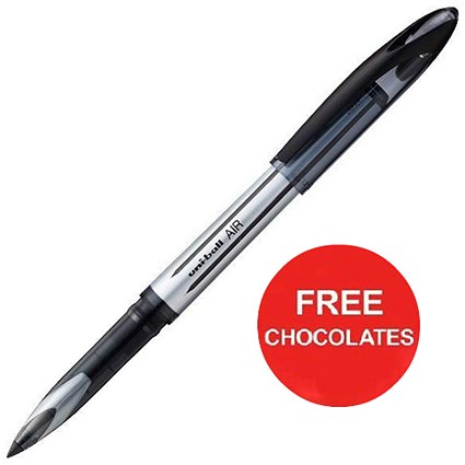Uniball AIR UBA-188L Rollerball Pens / Black / Pack of 12/ Offer Includes FREE Chocolates