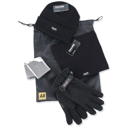 AA Snow & Winter Warmer Kit of Hat/Gloves/Neck-Warmer and Foil Blanket