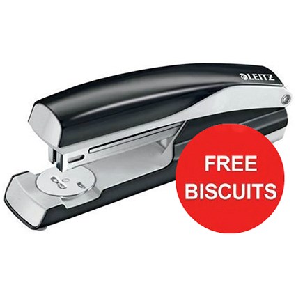 Leitz NeXXt Stapler / 4mm / 40 Sheet Capacity / Black / Offer Includes FREE Biscuits