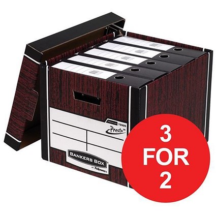 Fellowes Bankers Box / Premium 726 Classic Box / Woodgrain / Pack of 10 / 3 for the price of 2