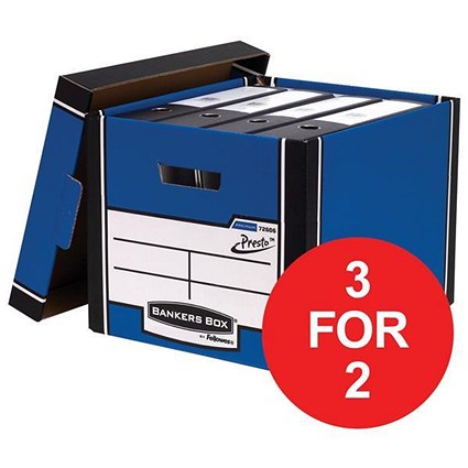 Fellowes Bankers Box / Premium 726 Classic Box / Blue & White / Pack of 10 / 3 for the price of 2