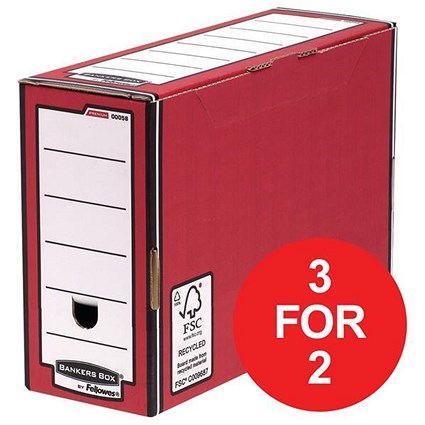 Fellowes Bankers Box / Premium Transfer File / Red & White / Pack of 10 / 3 for the price of 2