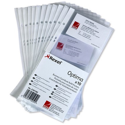 Rexel Optima Refill Pockets for Business Card Book Ring Binder [Pack 10]