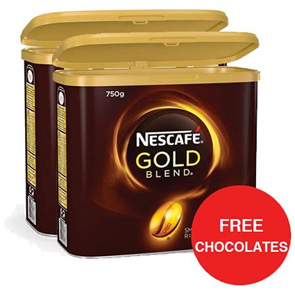 Nescafe Gold Blend Instant Coffee / 750g Tin x 2 / Offer Includes FREE Milky Bar Buttons