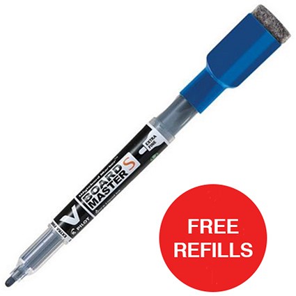 Pilot V Board Master S Markers / Extra Fine Tip / Blue / Pack of 10 / Offer Includes FREE Pack of Refills