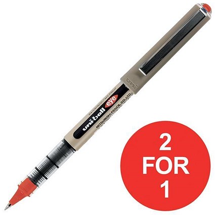 Uni-ball Eye UB157 Rollerball Pen / Fine / 0.7mm Tip / 0.5mm Line / Red / Pack of 12 / Buy One Get One FREE