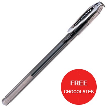 Zebra RX Rollerball Gel Ink Stick Pen / Medium / Black / 2 x Packs of 12 / Offer Includes FREE Chocolates