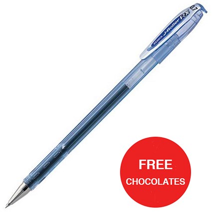 Zebra RX Rollerball Gel Ink Stick Pen / Medium / Blue / 2 x Packs of 12 / Offer Includes FREE Chocolates