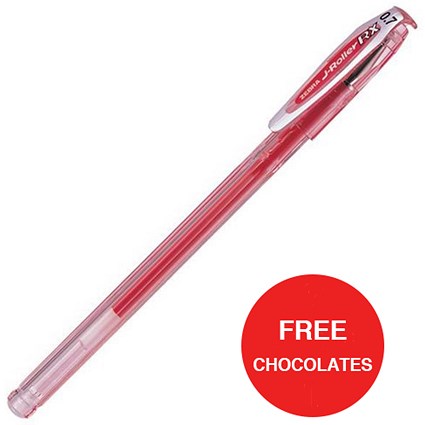 Zebra RX Rollerball Gel Ink Stick Pen / Medium / Red / 2 x Packs of 12 / Offer Includes FREE Chocolates