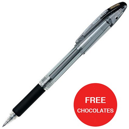 Zebra Jimnie Rollerball Gel Ink Pen / Medium / Black / 2 x Packs of 12 / Offer Includes FREE Chocolates