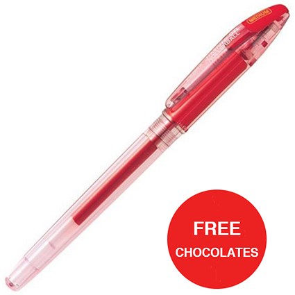 Zebra Jimnie Rollerball Gel Ink Pen / Medium / Red / 2 x Packs of 12 / Offer Includes FREE Chocolates